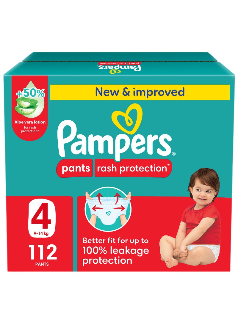 Pampers - Rash Protection Diapers Pants With Aloe Vera - Size 4 - 9-14kg - 112, Pieces - Image 1