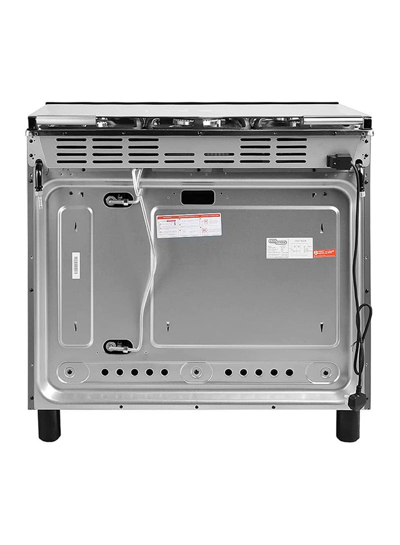 سوبر جنرال موقد طبخ بـ5 شعلات غاز مقاس 90 × 60 سم، وفرن غاز مع ترموستات منظم للحرارة، وشواية، وخاصية الأمان التام، والإشعال الذاتي، مع ضمان لمدة سنة SGC901FS أسود/ فضي - Image 3