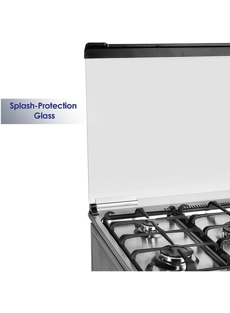 سوبر جنرال موقد طبخ بـ5 شعلات غاز مقاس 90 × 60 سم، وفرن غاز مع ترموستات منظم للحرارة، وشواية، وخاصية الأمان التام، والإشعال الذاتي، مع ضمان لمدة سنة SGC901FS أسود/ فضي - Image 5