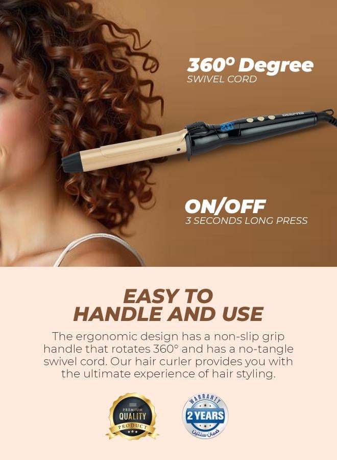 Instant Pro Curling Iron with 60 Min Auto Shut Off Black/Gold 6.2x39x11.4cm