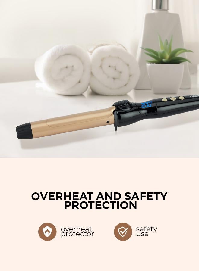 Instant Pro Curling Iron with 60 Min Auto Shut Off Black/Gold 6.2x39x11.4cm