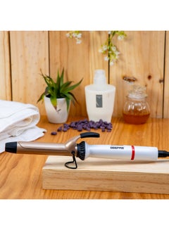 GEEPAS Instant Pro Curling Iron, On/Off Switch, LED Power Indicator, PTC Heater, Temperature Control, 360 Degree Swivel Cord 7 level LED Temperature Setting. White/Silver  - Image 4
