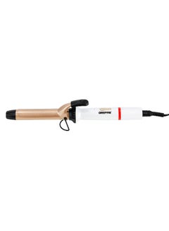 GEEPAS Instant Pro Curling Iron, On/Off Switch, LED Power Indicator, PTC Heater, Temperature Control, 360 Degree Swivel Cord 7 level LED Temperature Setting. White/Silver  - Image 1