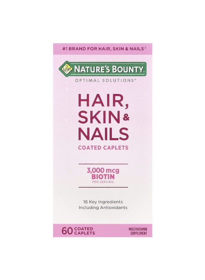 NATURE'S BOUNTY Hair, Skin & Nails, 60 Coated Caplets Packaging May Vary - Image 1