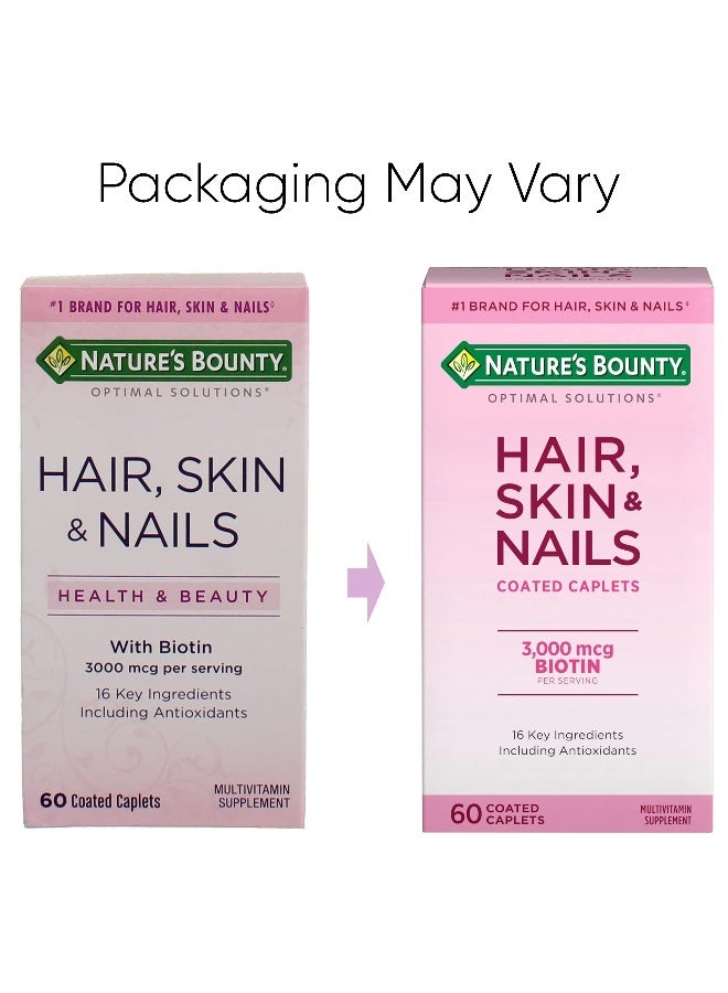 NATURE'S BOUNTY Hair, Skin & Nails, 60 Coated Caplets Packaging May Vary - Image 2