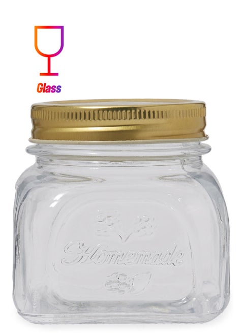 Glass Storage Jar Clear/Gold 6.5x6.5x6.5cm