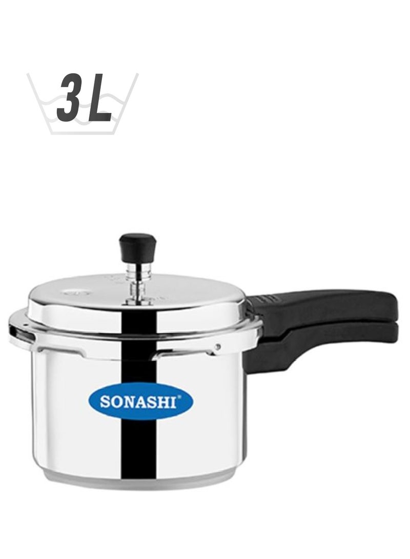 SONASHI Anti Spill 3L Pressure Cooker with Strong Aluminum Body  Extra Strong Lugs with Anti Spill Lid  Heavy Base  Can be used on Gas Stove And Induction Stove 3 Liters SPC-230 3Liters  - Image 1