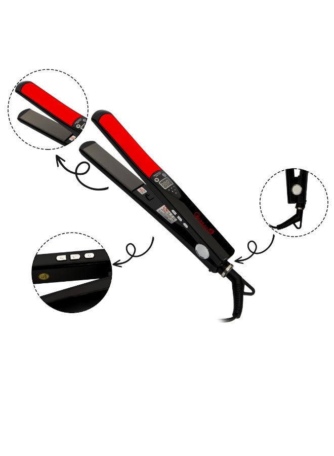 Gjarrah - Ceramic Digital Titanium Flat Iron Black/Red - Image 1