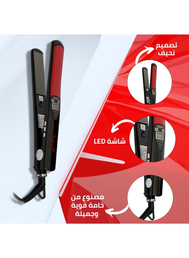 Gjarrah - Ceramic Digital Titanium Flat Iron Black/Red - Image 1
