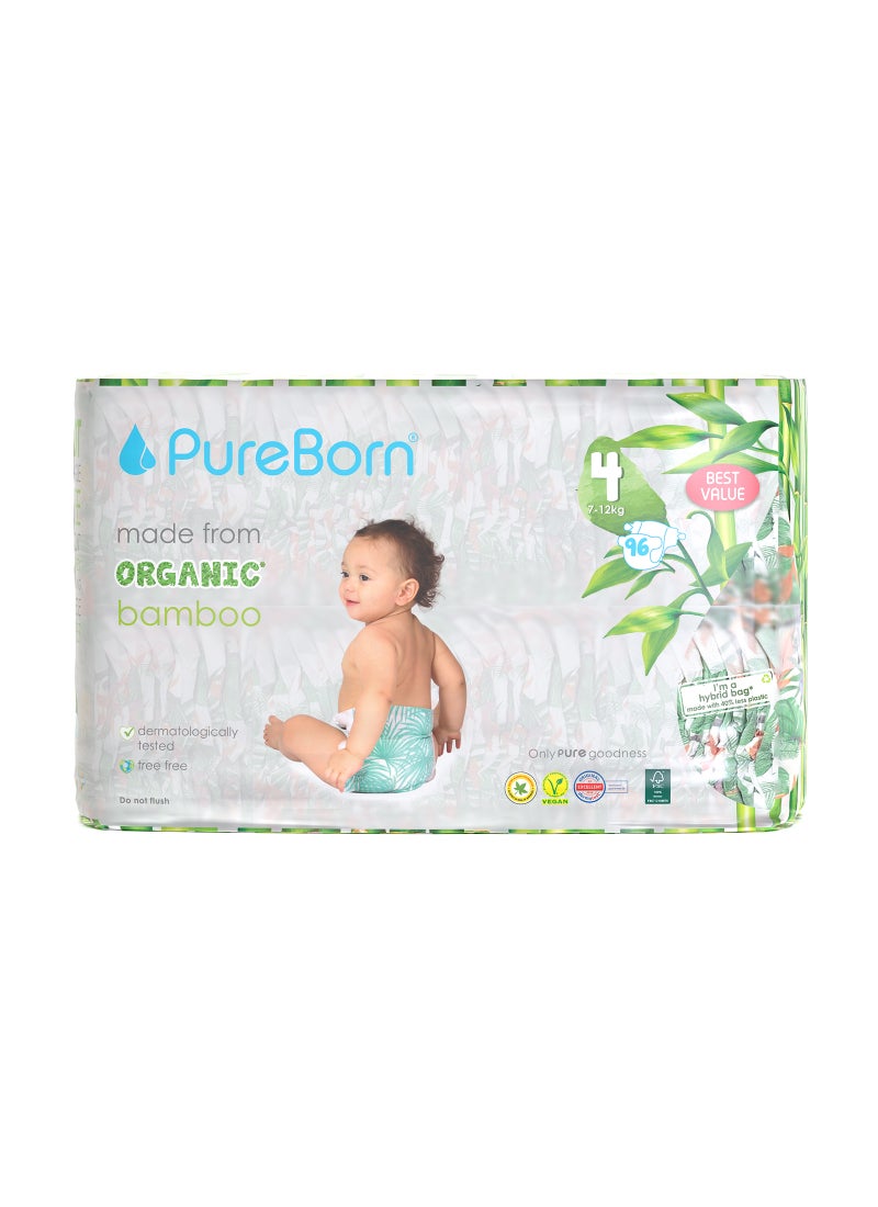 PureBorn Organic Diapers Size 4 Master Value Pack 96 Count  - Image 1