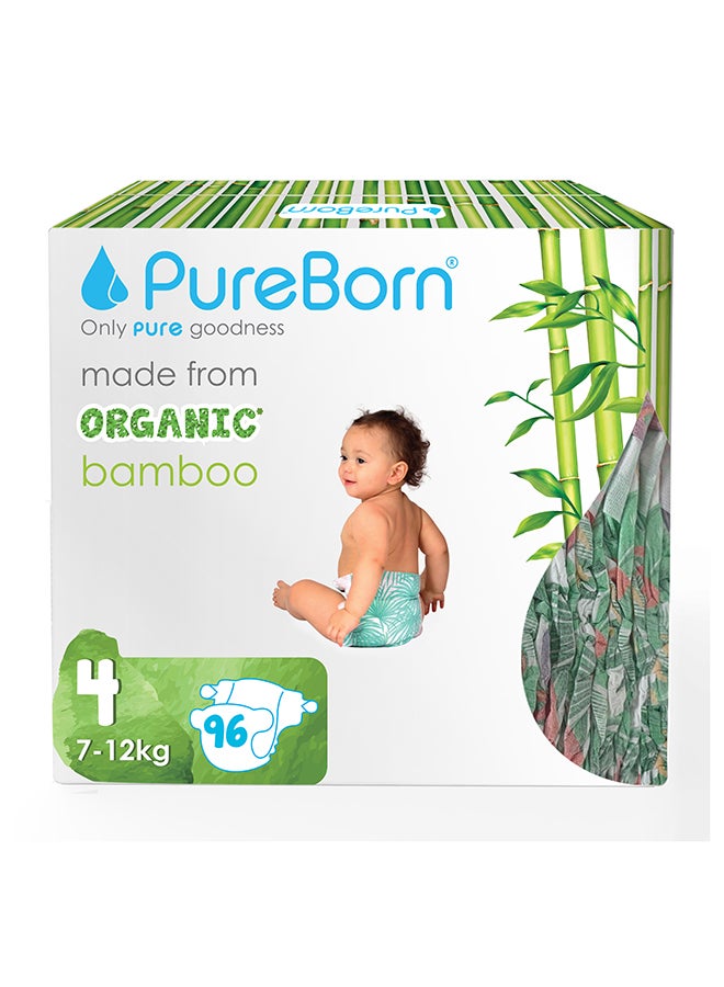 PureBorn Organic Diapers Size 4 Master Value Pack 96 Count
