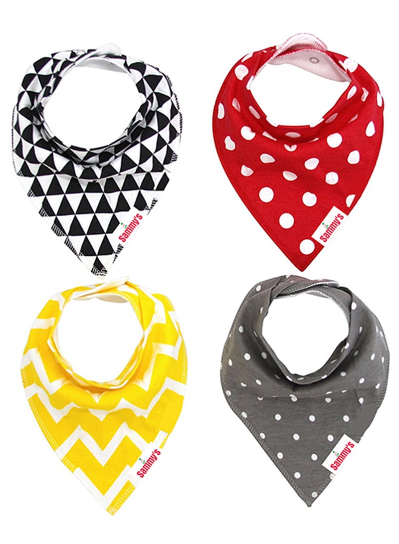 Eazy Kids Pack Of 4 Bandana Bibs Organic Cotton - Triangle Dots  - Image 1