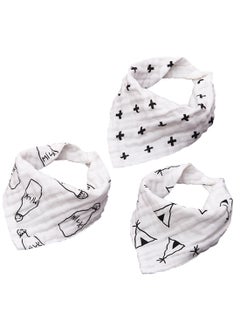 Set Of 3 Muslin Bandana Bibs - Black & White - pnsku/N14074229A/45/_/1705897979/ed2ece55-8619-43dd-9d0e-03c812c4670a