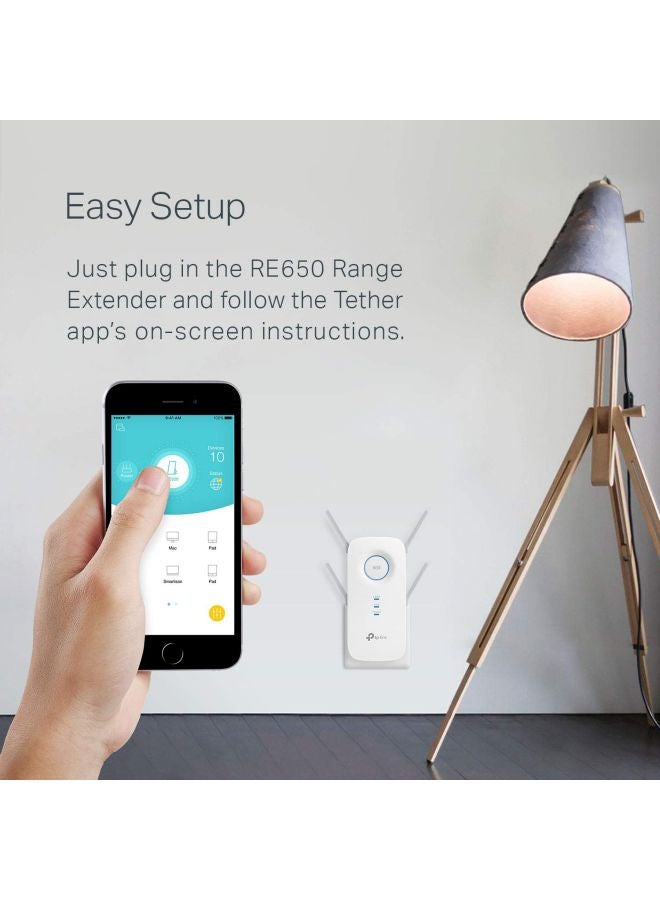 TP-LINK AC2600 Wi-Fi Range Extender w/ Gigabit Ethernet Port, Dual-Band Frequency, 2.4GHz & 5GHz, Up to 1733Mbps Signal Rate, 4x External Antennas, UK Plug, RE650 White - Image 4