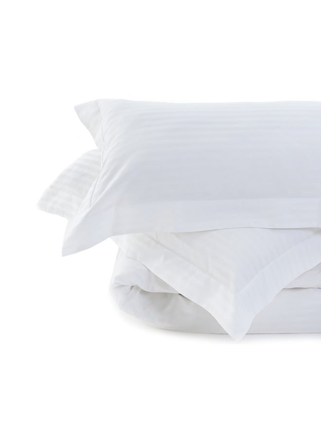 MISR Linen 4-Piece Stripe Collection Bedding Set Cotton White King - Image 1