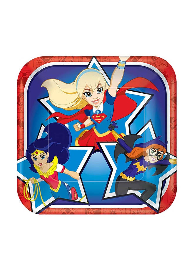 Amscan 8-Piece DC Superhero Square Paper Plate Set 7inch