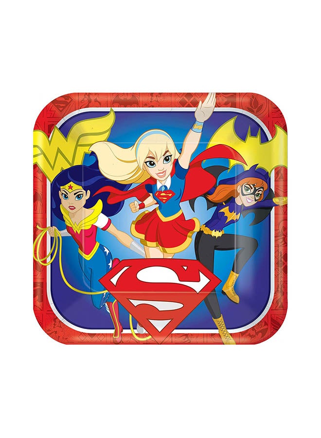 Amscan 8-Piece DC Superhero Square Paper Plate Set 9inch