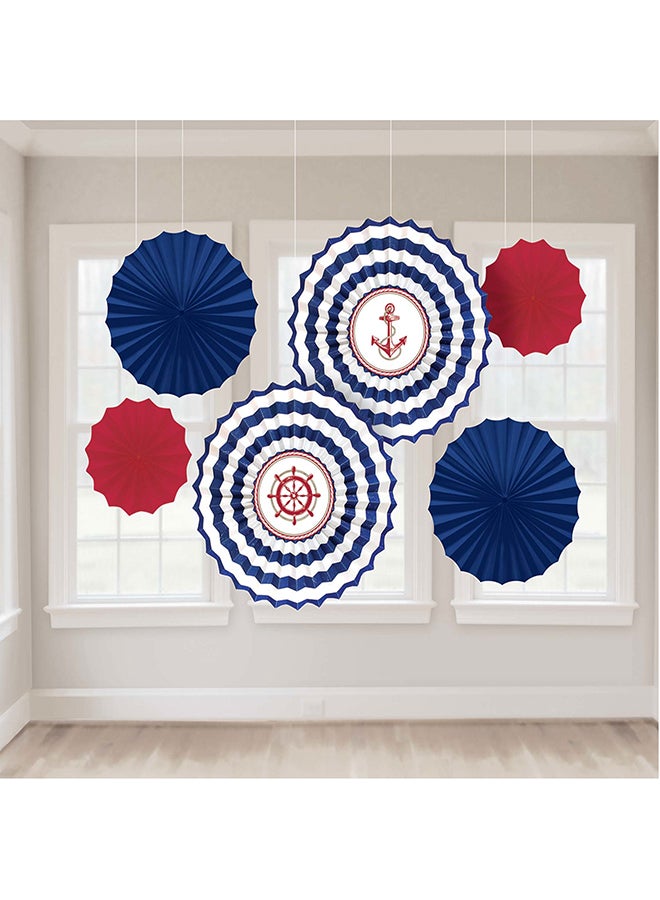 Amscan 6-Piece Anchors Aweigh Nautical Fan Decoration Set