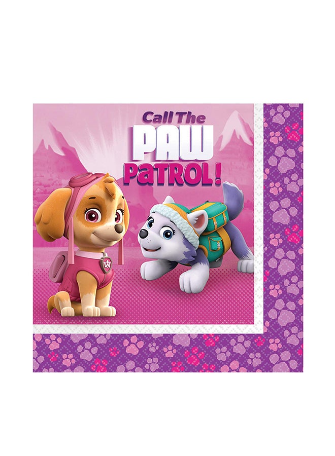 Amscan 16-Piece Paw Patrol Girl Lunch Napkin Set 33cm