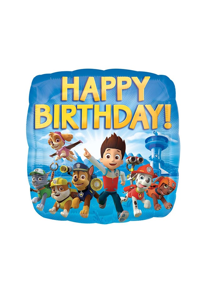 بالون بتصميم مربع مطبوع عليه "Happy Birthday" وشخصيات مسلسل الرسوم المتحركة باو باترول 18بوصة