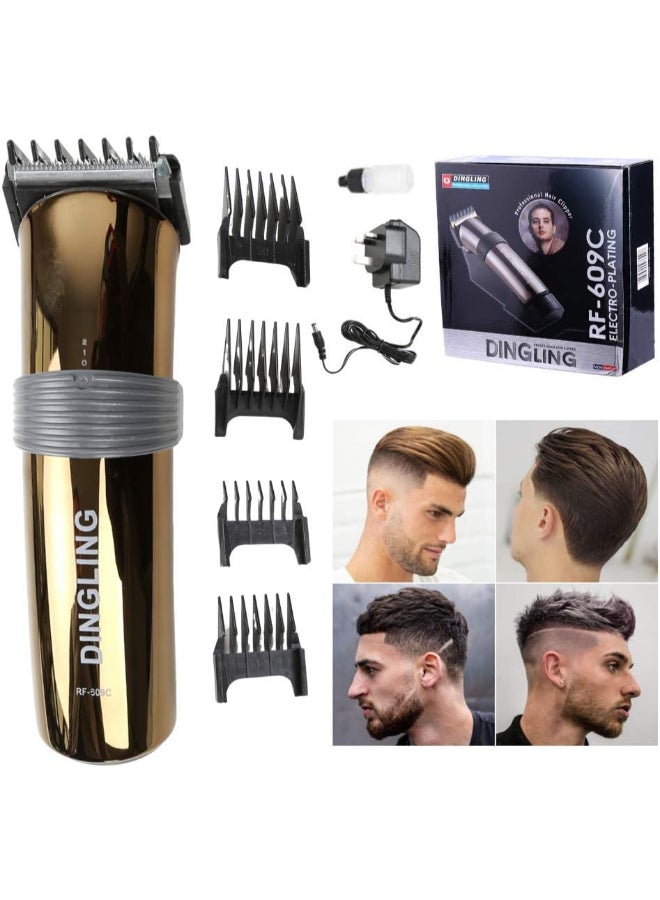 DINGLING - Electro Plating Hair Clipper For Male RF-609C Black/Gold - Image 1