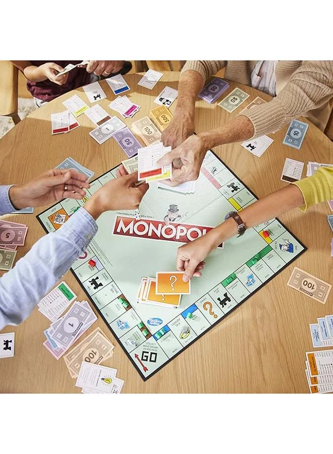 مونوبولي Original Classic Hasbro Family Board Game For 2 To 6 Players, Fun Family Kids & Adults Board Game, Festive Gift For Boys & Girls, Great fun For All Occasions, Age 8+, 2 to 6 Players 6 Players