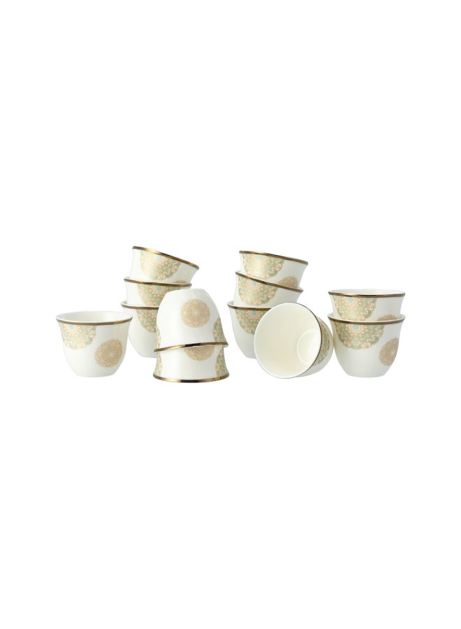 Dallaty 12-Piece Fairouz Design Cawa Cup Set White/Beige 90ml - Image 2