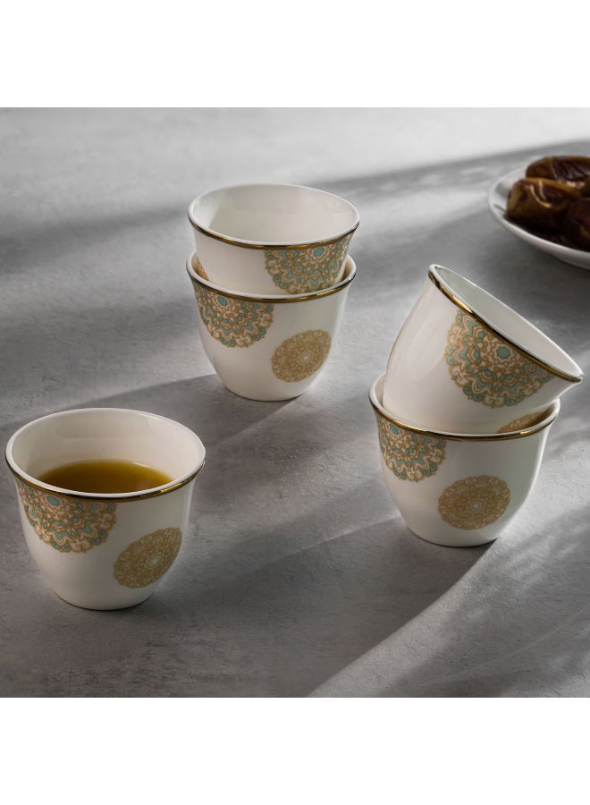 Dallaty 12-Piece Fairouz Design Cawa Cup Set White/Beige 90ml - Image 4