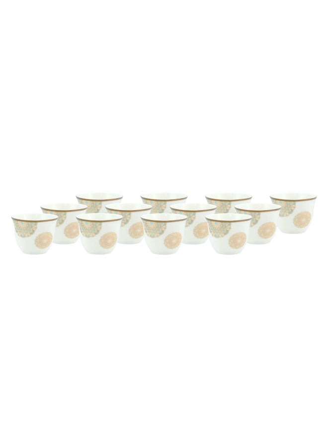Dallaty 12-Piece Fairouz Design Cawa Cup Set White/Beige 90ml - Image 3