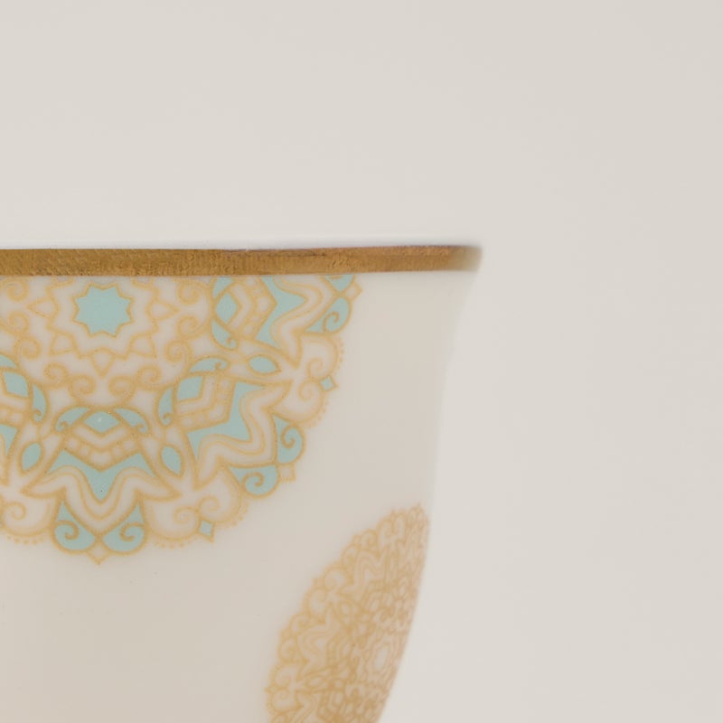 Dallaty La Mesa fayrouz and gold porcelain coffee cups set 12 pcs 90ml Beige 90ml - Image 3