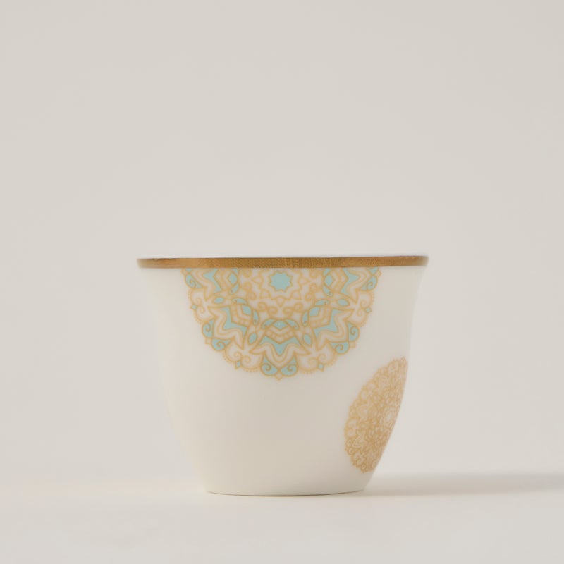 Dallaty La Mesa fayrouz and gold porcelain coffee cups set 12 pcs 90ml Beige 90ml - Image 2