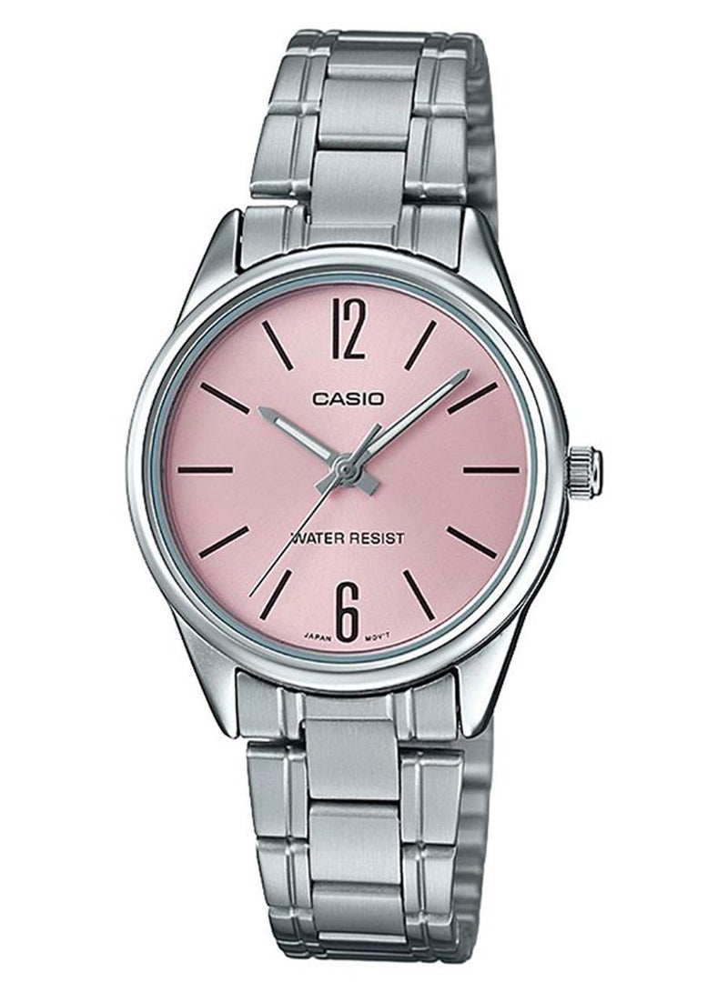 كاسيو ساعة يد بعقارب مقاومة للماء طراز LTP-V005D-4BUDF - 28 مم - فضي للنساء - Image 1