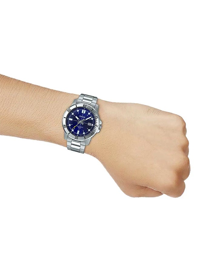 كاسيو ساعة يد إنتايسر بعقارب مقاومة للماء بسوار من الإستانلس ستيل طراز MT- 01D-2EVUDF - 45 مم - فضي للرجال - Image 5