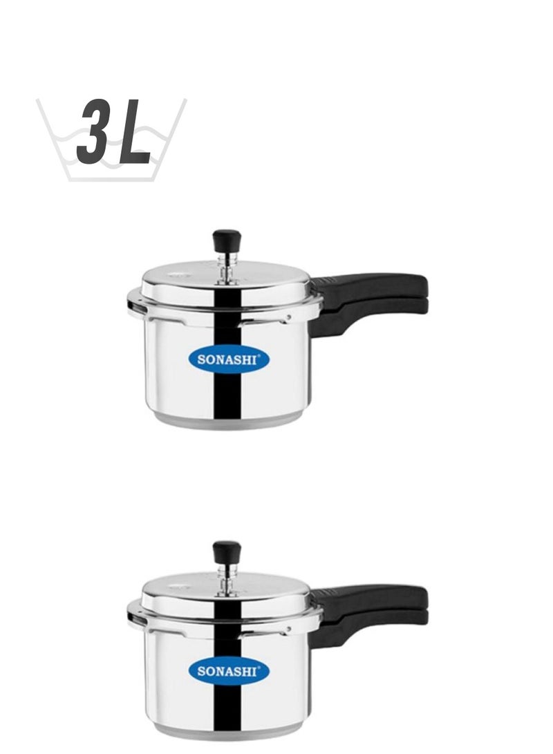 SONASHI 2-Piece Pressure Cooker Set SPC-230 + SPC-230 Silver/Black 3Liters  - Image 1
