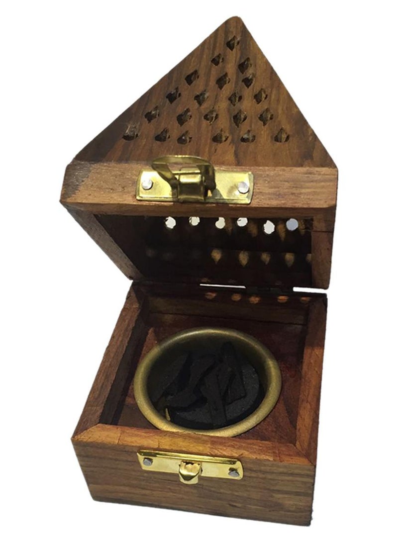 Pyramid Shaped Incense Burner Brown