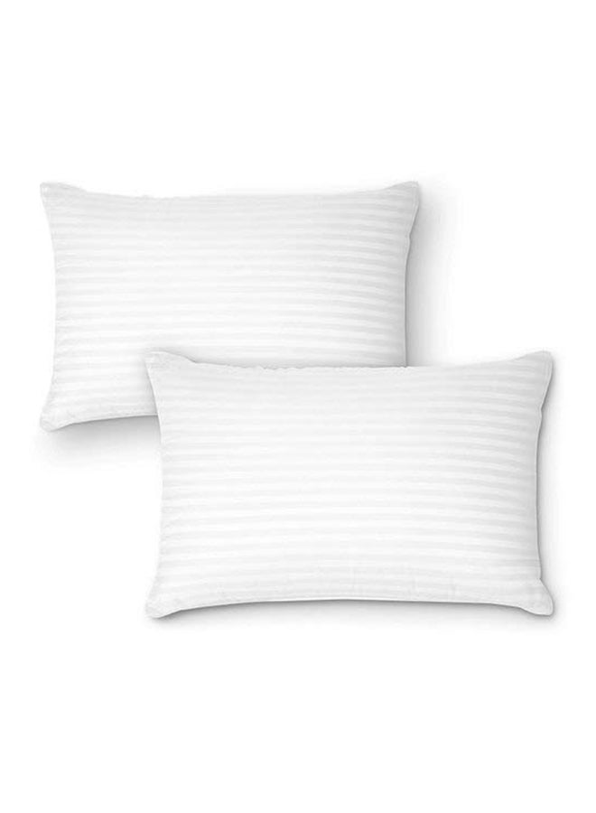 Comfy 2-Piece Sound Sleep Hotel Hypoallergenic Soft Bed Gel Extra Fiber Stripped Pillow Set For Side And Back Includes 2xPillow Cotton White 16x24inch  - Image 4