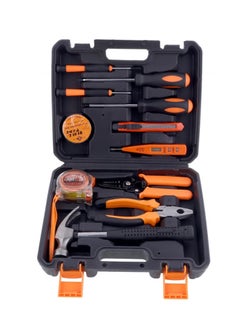 LAWAZIM Tools Set -12 Piece- Complete Hand Tool Kit with Philips Screwdrivers Flat Screwdrivers Combination Pliers and Claw Hammer for DIY Projects Home Repairs Electrical Work General Maintenance Black/Orange/Silver  - Image 1