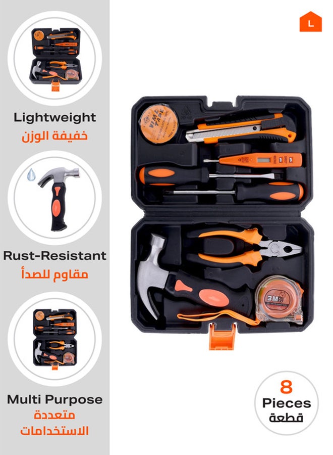 LAWAZIM 9-Piece Heavy Duty Tool Set With Tool Bag Black/Orange/Silver - Image 2