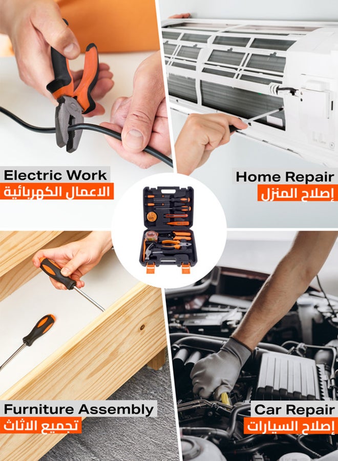 LAWAZIM 9-Piece Heavy Duty Tool Set With Tool Bag Black/Orange/Silver - Image 5