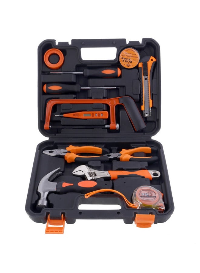 LAWAZIM Heavy Duty Tool Set 12 Piece With Bag |General Household Hand Tool Kit,Auto Repair Tool Set, with Plastic Toolbox Storage Case Black/Orange/Silver  - Image 1