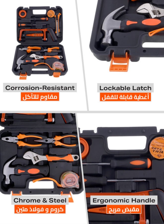 LAWAZIM Heavy Duty Tool Set 12 Piece With Bag |General Household Hand Tool Kit,Auto Repair Tool Set, with Plastic Toolbox Storage Case Black/Orange/Silver  - Image 3
