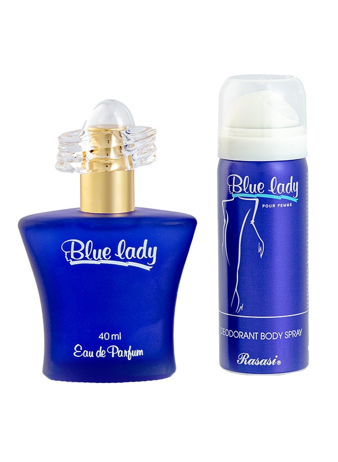 Rasasi Blue Lady EDP Perfume, Free Deodorant Spray 40, 50ml - Image 2