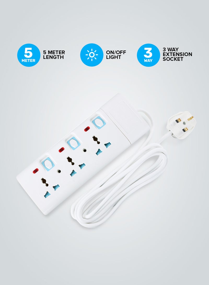GEEPAS - 3-Way Extension Socket White - Image 1
