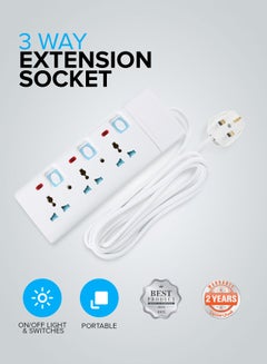 GEEPAS 3-Way Extension Socket White  - Image 3