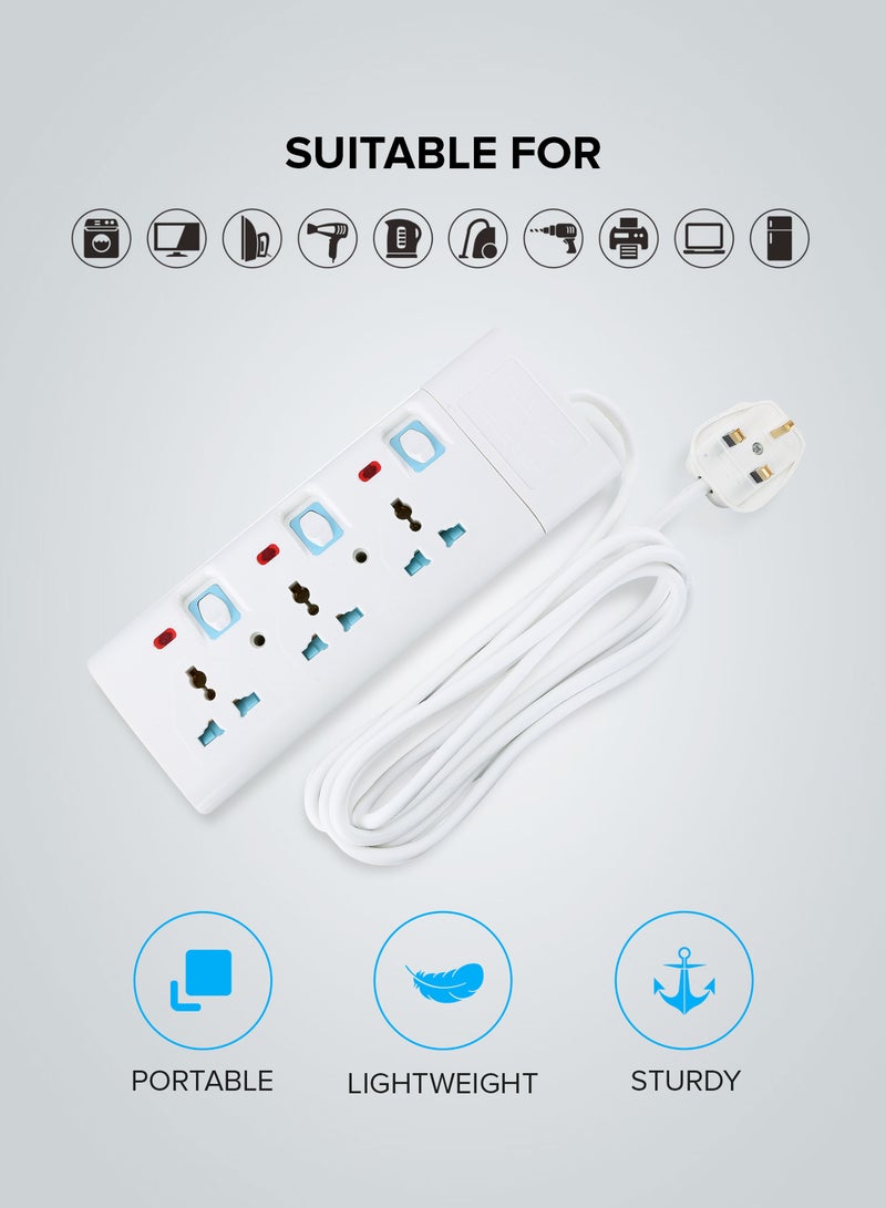 GEEPAS - 3-Way Extension Socket White - Image 1