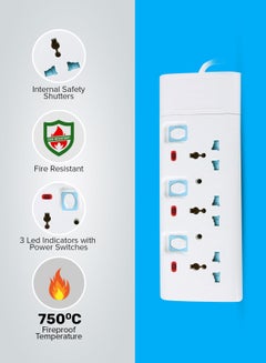 GEEPAS 3-Way Extension Socket White  - Image 2