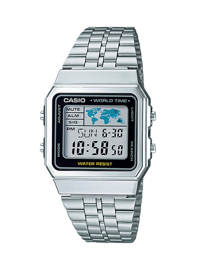 CASIO Men's Stainless Steel Digital Watch A-500WA-1DF - 34 mm - Silver - Image 1