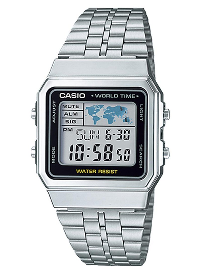 CASIO Men's Stainless Steel Digital Watch A-500WA-1DF - 34 mm - Silver - Image 1