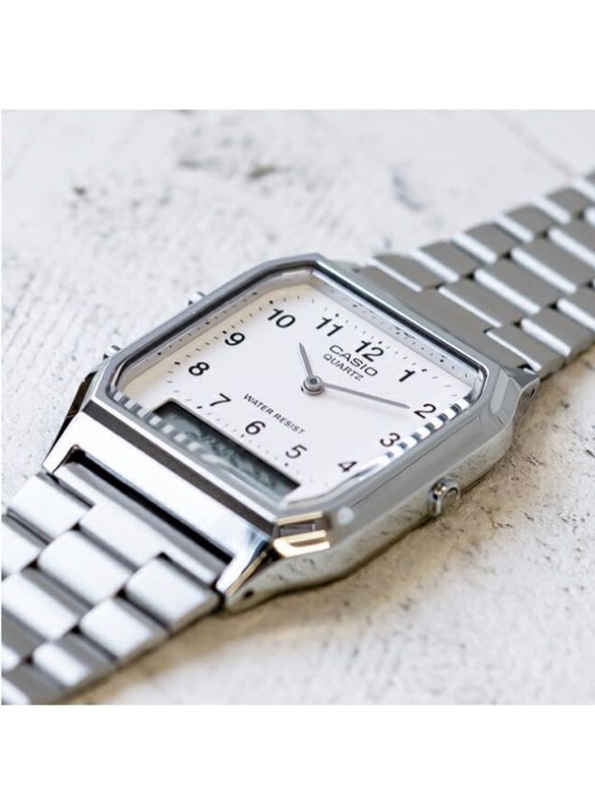 كاسيو ساعة يد بعقارب وسوار من الستانلس ستيل طراز AQ-230A-7BMQ( مقاس 28 مم - لون فضي للرجال - Image 3