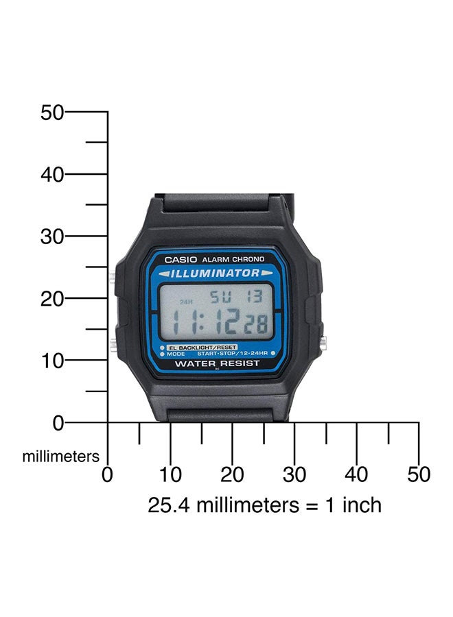 كاسيو ساعة يد رقمية بسوار من الراتينج طراز F-105W-1ADF( مقاس 34 مم - لون أسود للرجال - Image 5